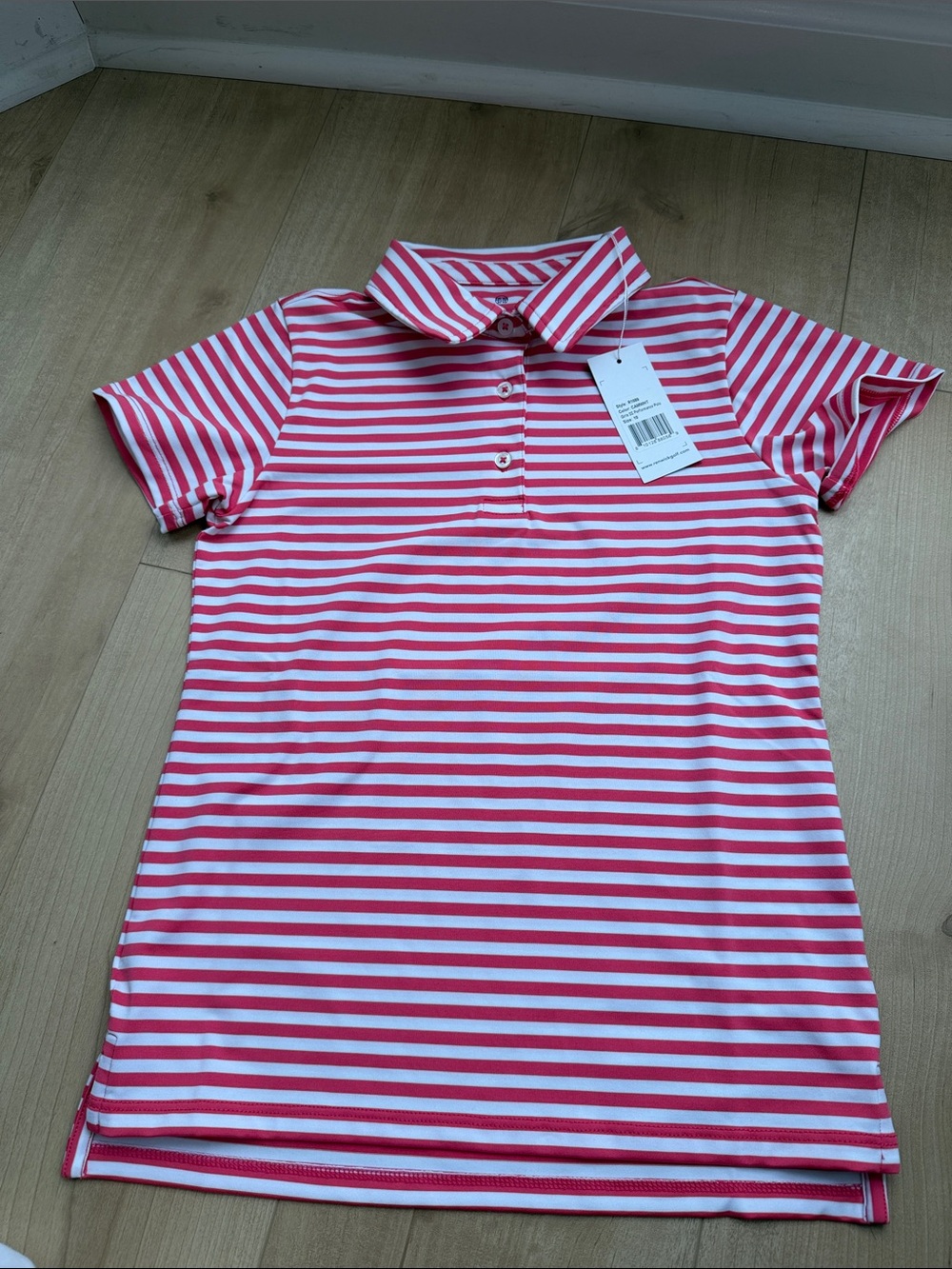 Girls' Pink & White Stripe Polo Shirt renwick golf nwt 10